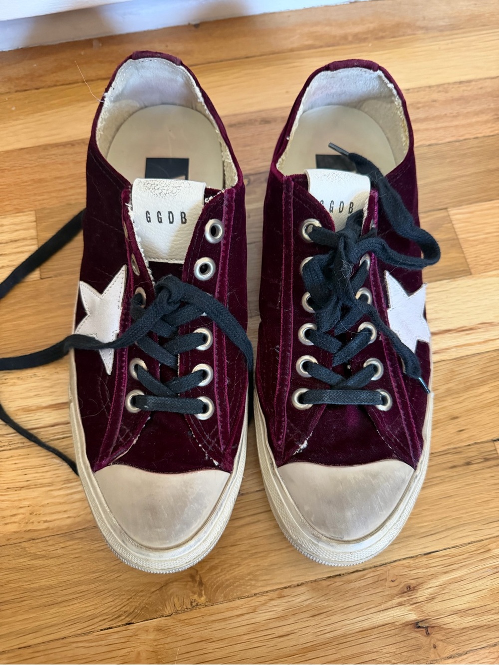 Golden Goose Women’s Velvet Star 2 Deluxe Sneakers in Burgundy